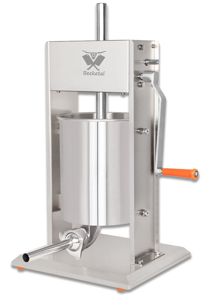 Beeketal 'BT010' Edelstahl Industrie Wurstfüllmaschine (10 L Volumen) SGS-geprüft, Profi Wurstfüller