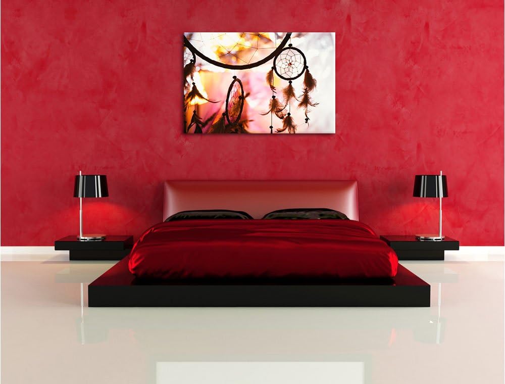 Pixxprint Traumfänger bei Sonnenuntergang als Leinwandbild/Grösse: 100x70 cm/Wandbild/Kunstdruck/fer