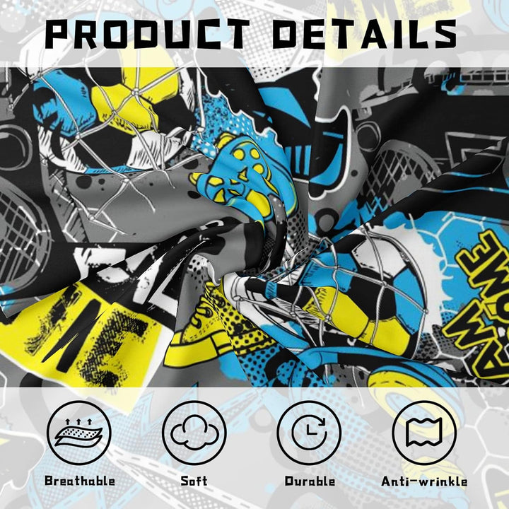 PQCXXA Fussball Bettwäsche für Kinder, 3 Teilig Jungen Teenager Sport Bettbezug-Set,3D Fussball Bedr