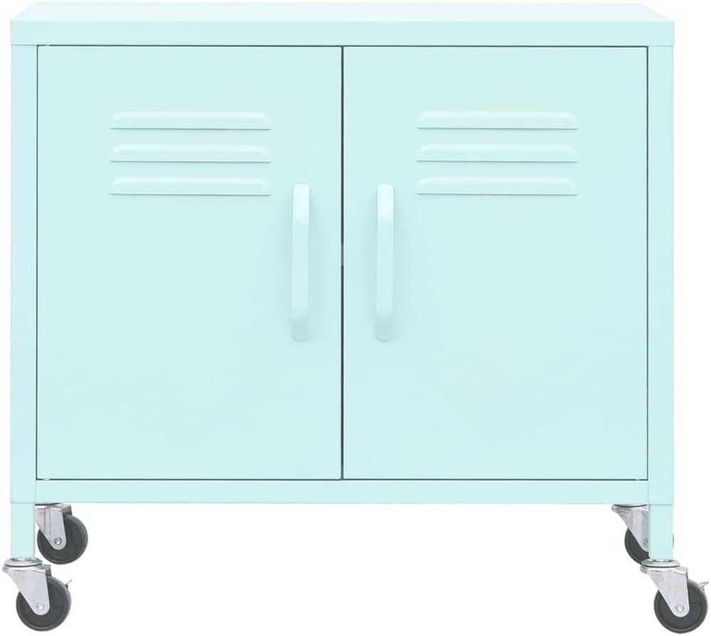 vidaXL Lagerschrank Mintgrün 60x35x56cm Stahl Sideboard Schrank mit Rollen Büroschrank Metallschrank