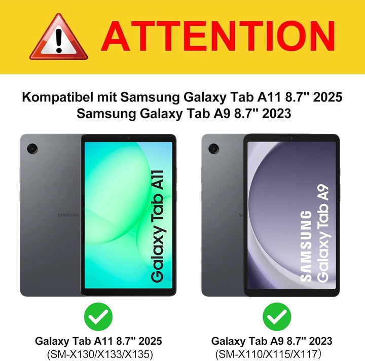 Tastatur für Samsung Galaxy Tab A11 8.7 Zoll 2025/A9 2023, Hülle mit Tastatur für Samsung Tab A11 Ma