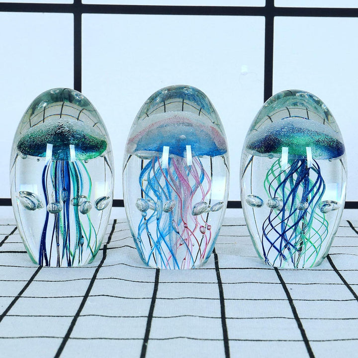 EUSTUMA Handgeblasenes Glas Quallen Figur Ornament, Meerestier Ornament für Aquarium Aquarium, Meere