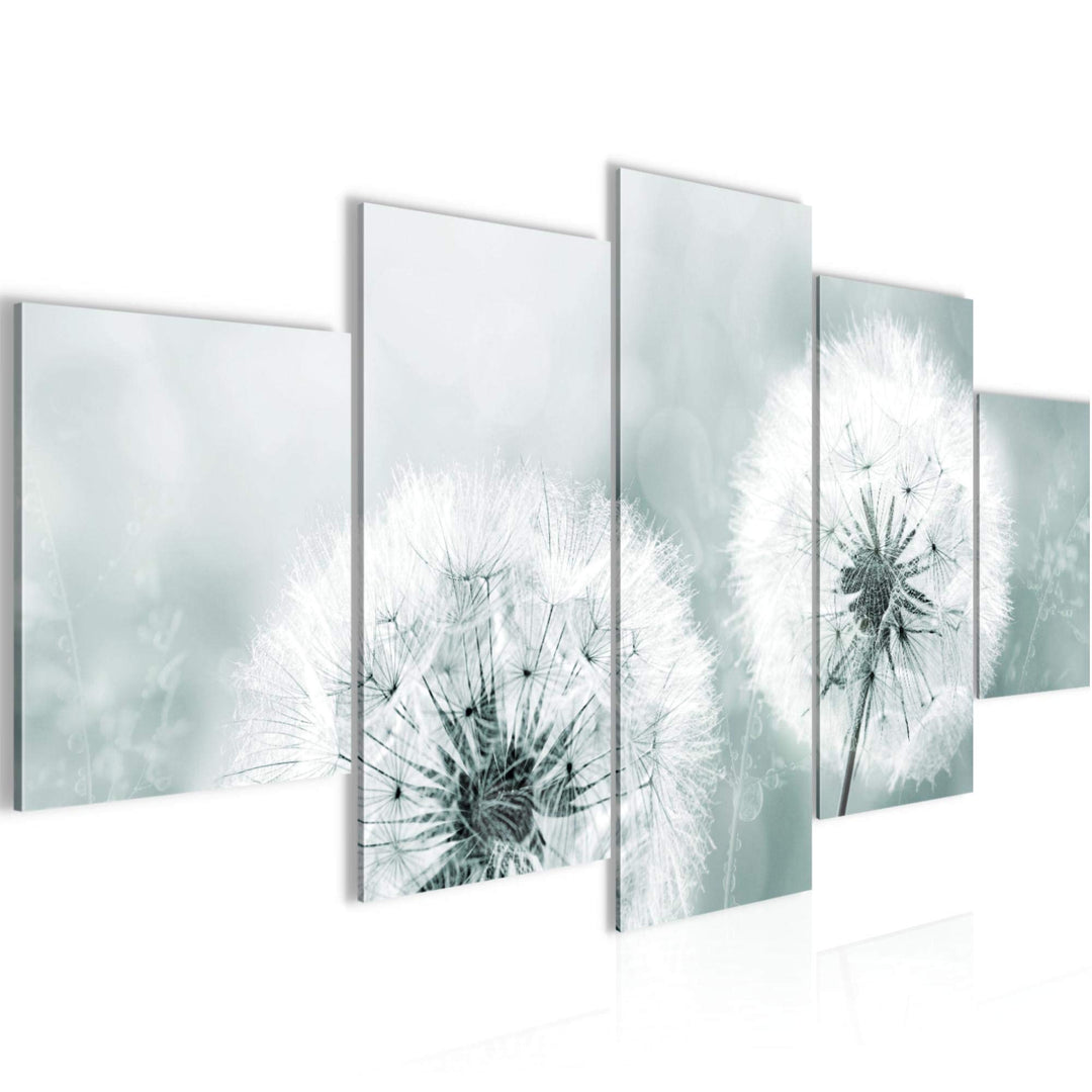 Runa Art Bild Wohnzimmer Schlafzimmer Pusteblume 5 Teilig Natur Grau Blau Wandbilder auf Vlies Leinw