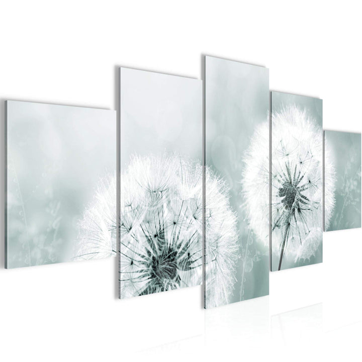Runa Art Bild Wohnzimmer Schlafzimmer Pusteblume 5 Teilig Natur Grau Blau Wandbilder auf Vlies Leinw