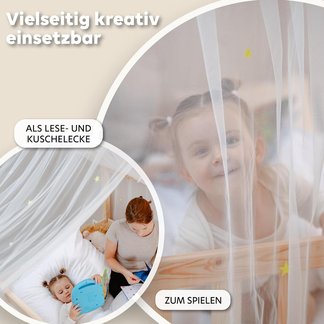 Hausbett Himmel mit leuchtenden Sternen - Betthimmel Hausbett Deko - Geschenk Mädchen & Jungen - Him