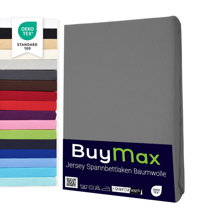 Buymax® Spannbettlaken 100x200cm Doppelpack 100% Baumwolle Spannbetttuch Bettlaken Jersey, Matratzen