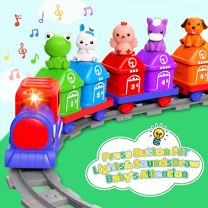 Eisenbahn-Set für Kleinkinder, Lernspielzeug für 1, 2, 3 Jahre, elektrisches Eisenbahn-Schienenset m