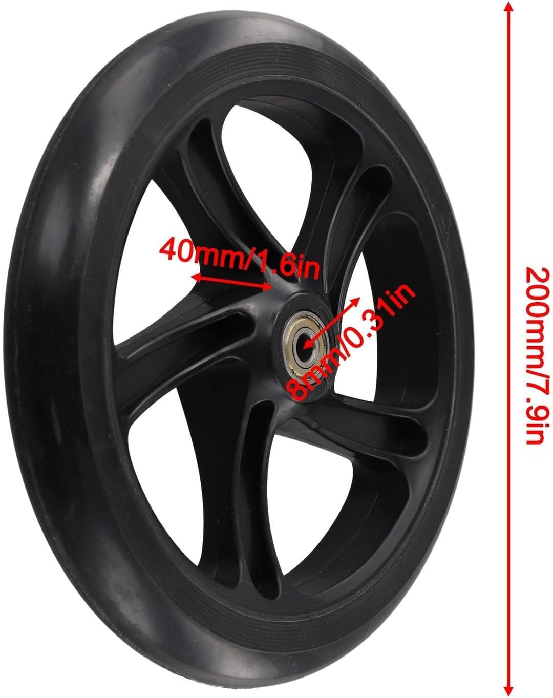 Leise PU Räder 2 Stück 200mm x 40mm Rutschfeste Langlebige 200mm*40mm Schwarz, 200mm*40mm Schwarz