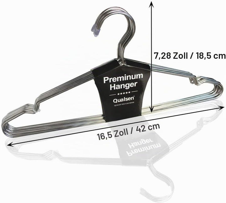 Qualsen Kleiderbügel Metall mit Rutschfester Nut, Silber 30 Stück, 42 cm | Kleiderbügel Strapazierfä
