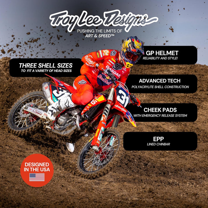 Troy Lee Designs Motocross-Helm GP Overload - Weiss/Schwarz Blau XXL, Blau XXL