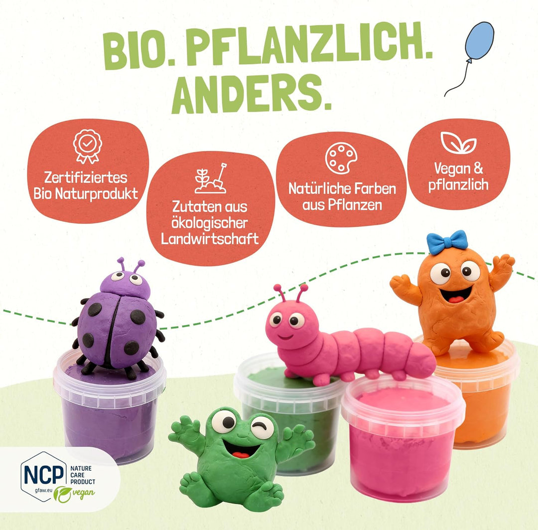 Easy-Knete 4er Set „Loki“ – natürliche Bio-Kinderknete, ungiftig mit pflanzlichen Farben, extra weic