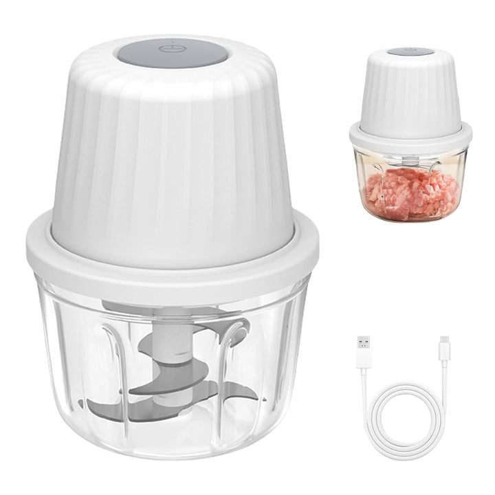 Zwiebel Zerkleinerer Elektrisch 400ML, Weiss Zwiebelschneider Elektrisch mit Akku Gemüsezerkleinerer