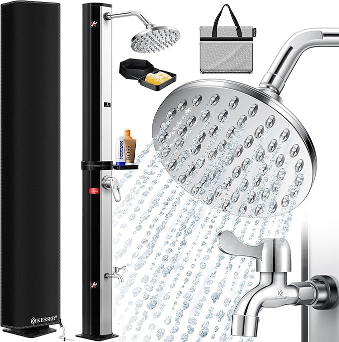 KESSER® Solardusche 35 Liter Solar Gartendusche Inkl. Schutzhaube | warmes Wasser | max. 60°C ohne S