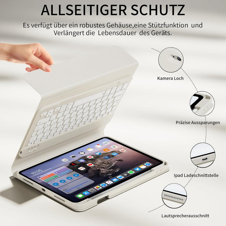 GKABXY Hülle mit Tastatur für iPad A16 11 Generation 2025/10 Generation 2022(11/10.9 Zoll), Soft TPU