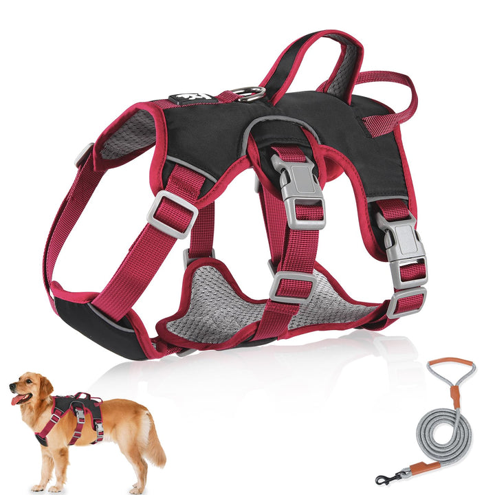 Mehrzweck-Hundegeschirr mit Leine Set, Ausbruchsicheres Anti Zug Hundegeschirr, Anti Zug Geschirr Hu