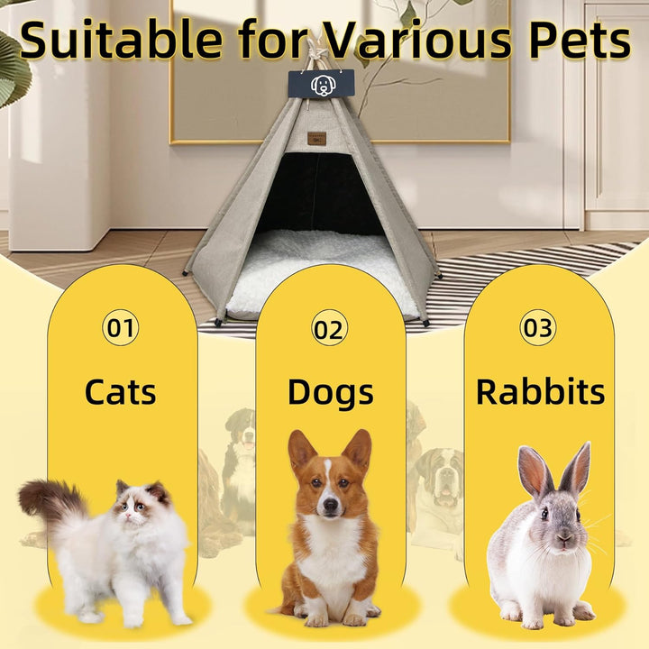 Tipi Zelt fur Katzen und Hunde Haustierzelte Häuser mit Plüschkissen Luxery Hundezelt Katzenzelt Abn