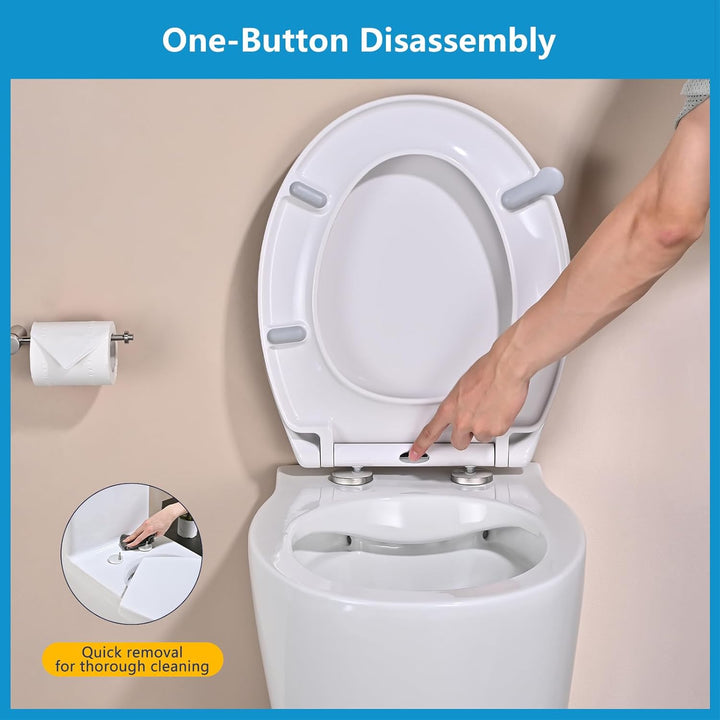 WC Sitz mit Absenkautomatik O-Form, YEAUPE PRO Toilettendeckel mit Puller Lid, Toilettensitz mit Qui
