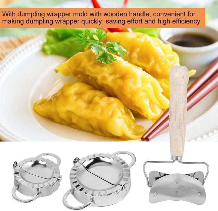 Dumpling Maker Set Knödel-Maschine Edelstahl Holz-Roll Ravioli Dumpling Maker Wrapper Pierogie Pie Q