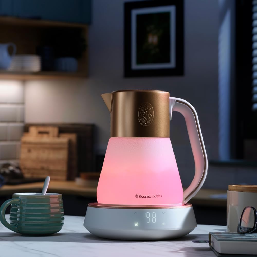 Russell Hobbs Wasserkocher Glas [1,7L, Temperatureinstellung 40-100°] Calm (LED-Beleuchtung, beruhig