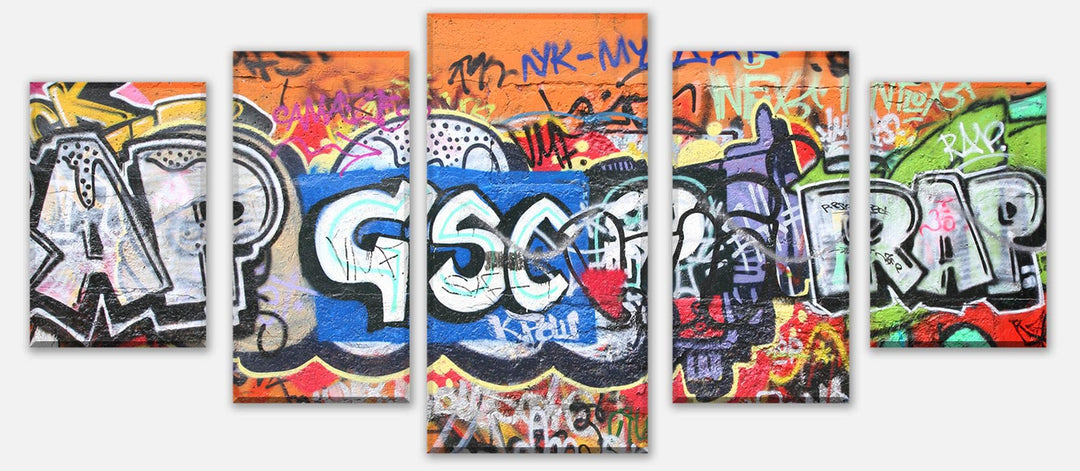 wandmotiv24 Leinwandbild Graffiti 1 Variante 4-200 x 90cm Bilder auf Leinwand, Wandbild M0025 Varian