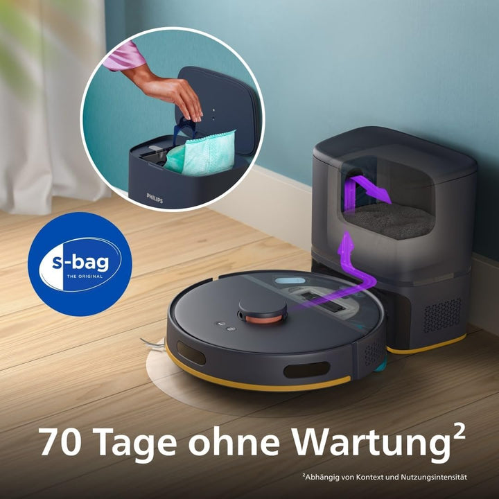 Philips Homerun Serie 2000 2. Gen: 2-in-1 Saug- und Wischroboter mit Absaugstation, 6.000pa Saugkraf