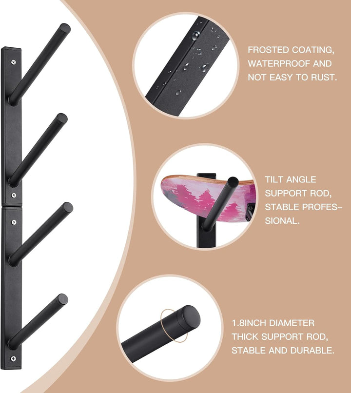 Bijun Wandhalterung für Skateboards, Wandaufsteller für Snowboard, Wandhalter für Ski, Horizontal, W