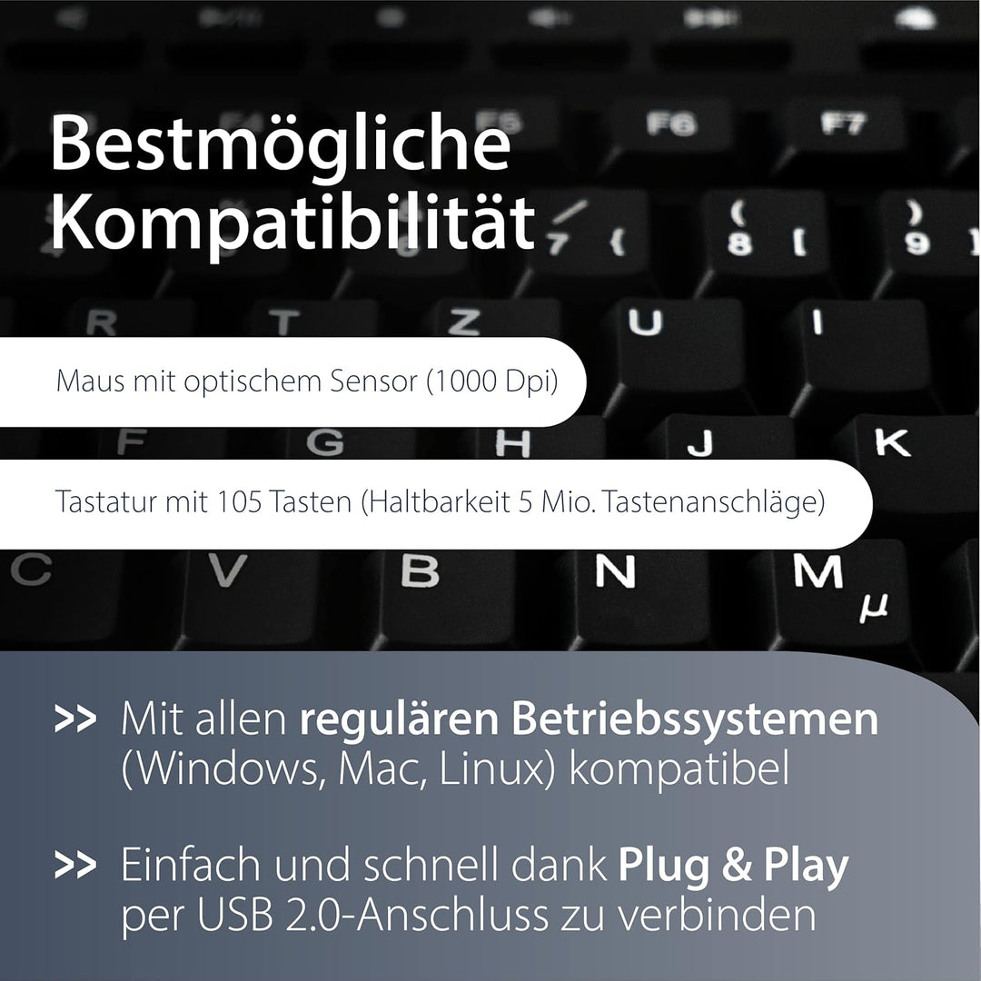 MediaRange kabelgebundenes Tastatur und optische 3 Tasten Maus Set, QWERTY (griechisch) Layout, PC T