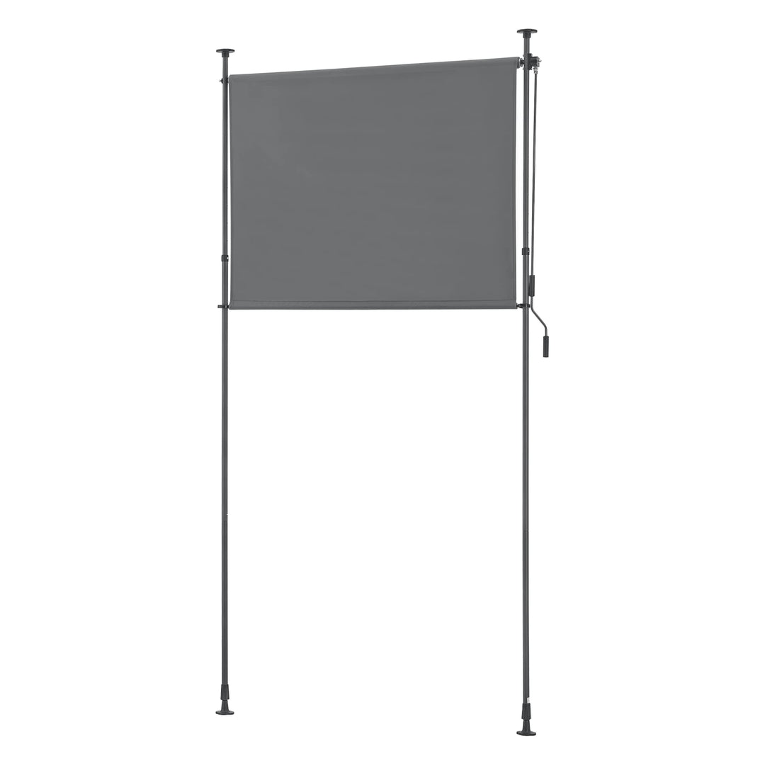 pro.tec Aussenrollo Cimarra 150 x 270 cm Balkonrollo Senkrechtmarkise mit Handkurbel Sichtschutz wit