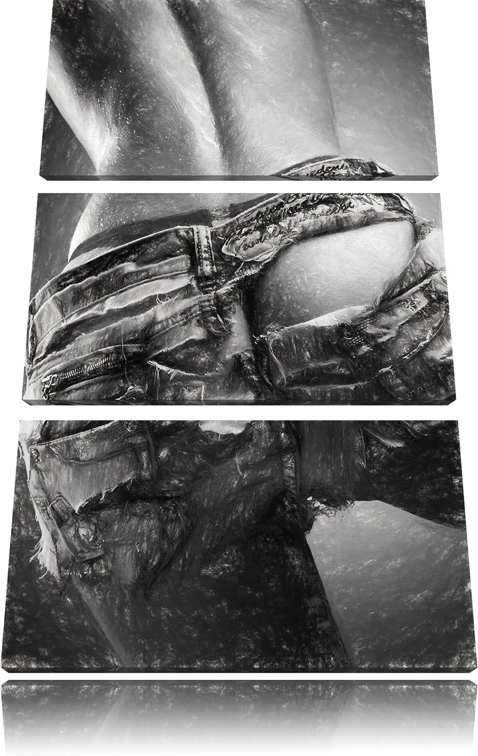 Pixxprint sexy Frauenhintern in Hotpants als Leinwandbild/Grösse: 3 Teilig (120x80) cm/Wandbild/Kuns