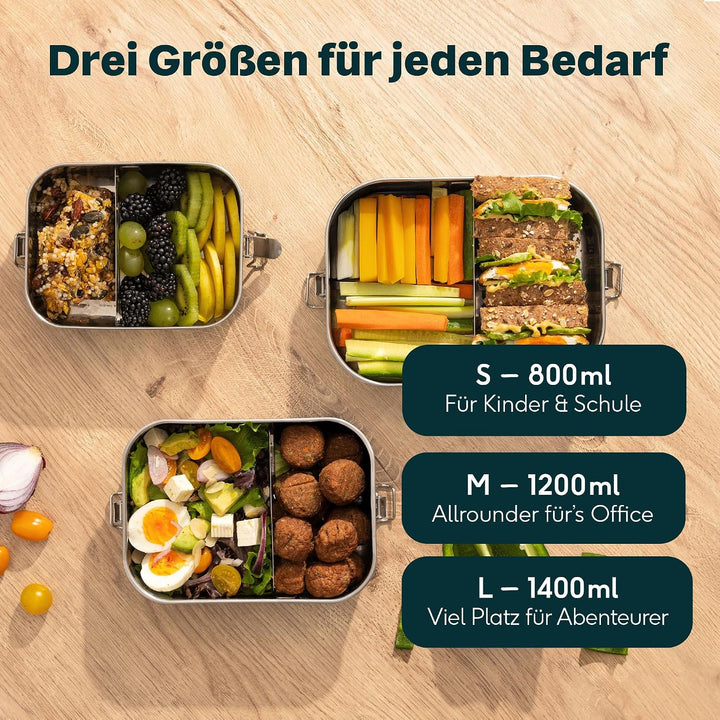 SILBERTHAL Brotdose Edelstahl mit Fächern – 1200ml Lunchbox Erwachsene – Auslaufsicher &amp; Leicht – Mi