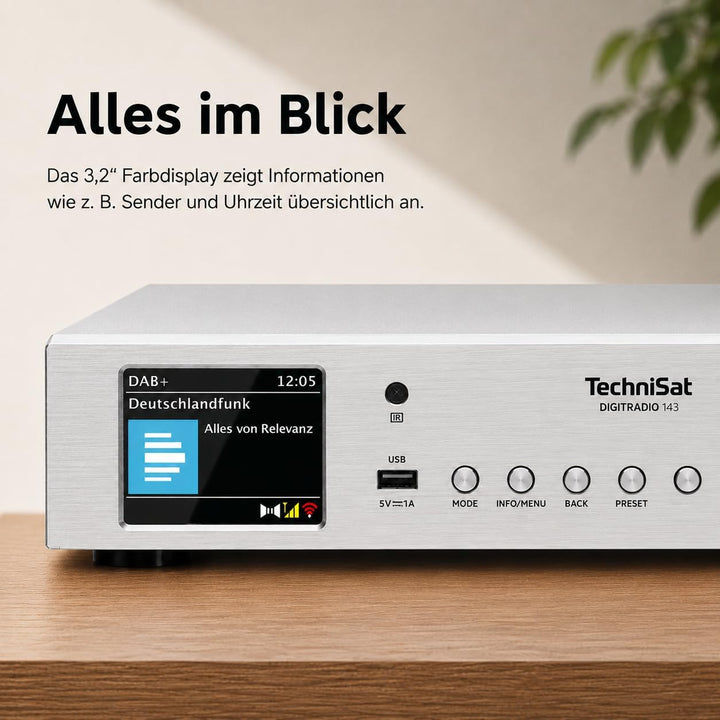 TechniSat DIGITRADIO 143 (V3) – HiFi-Tuner Internetradio (DAB+ Digital-Radio, Bluetooth-Audio-Stream