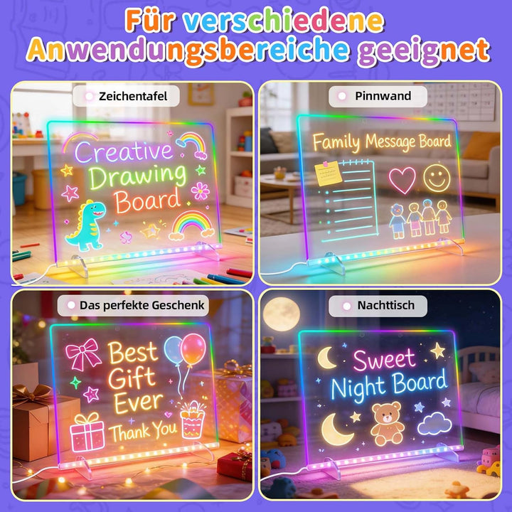 Led Zeichenbrett, Leuchtendes Led Zeichenbrett für Kinder mit 8 Farben & 6 Modi, 35x25cm Acryl Schre