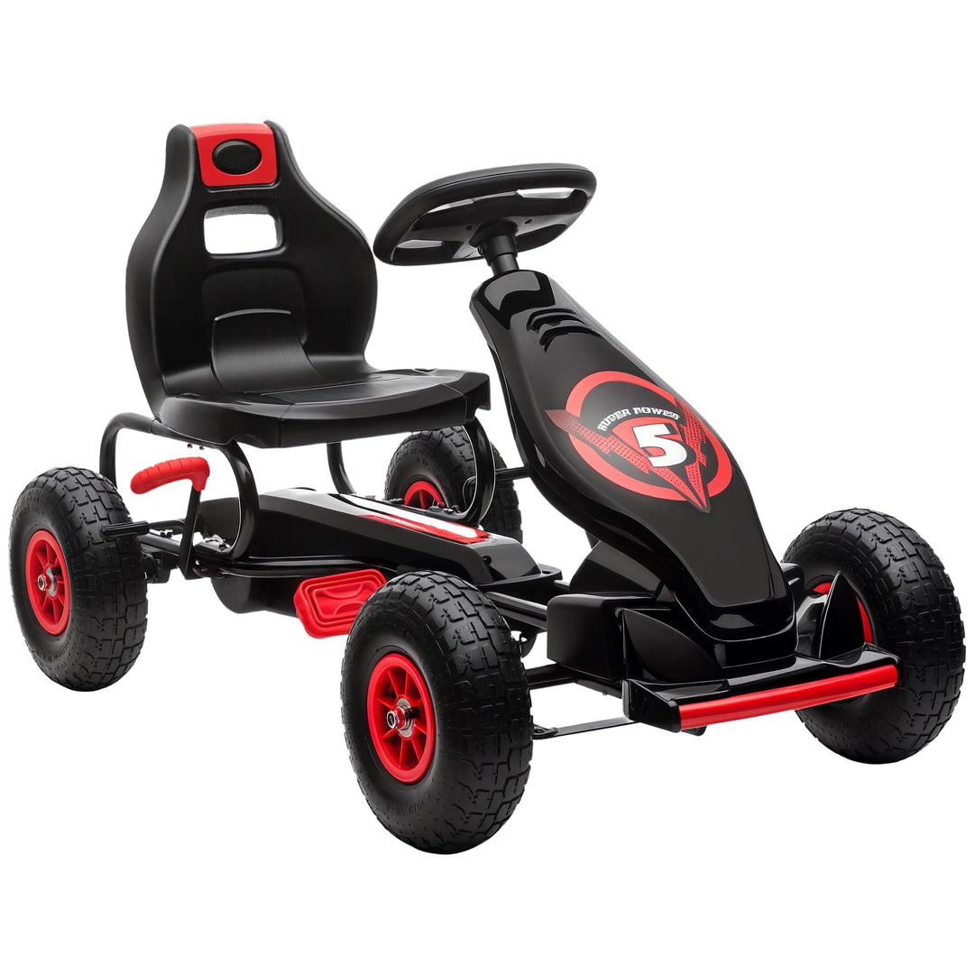 HOMCOM Gokart, Kinderfahrzeug mit 3-stufigen verstellbarem Sitz, Tretfahrzeug mit Gummireifen, Pedal