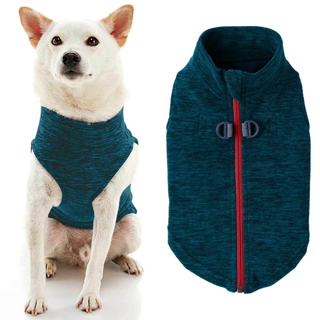 Gooby Zip Up Fleece-Weste für kleine Hunde Turquoise Wash Large chest (~16"), Turquoise Wash Large c