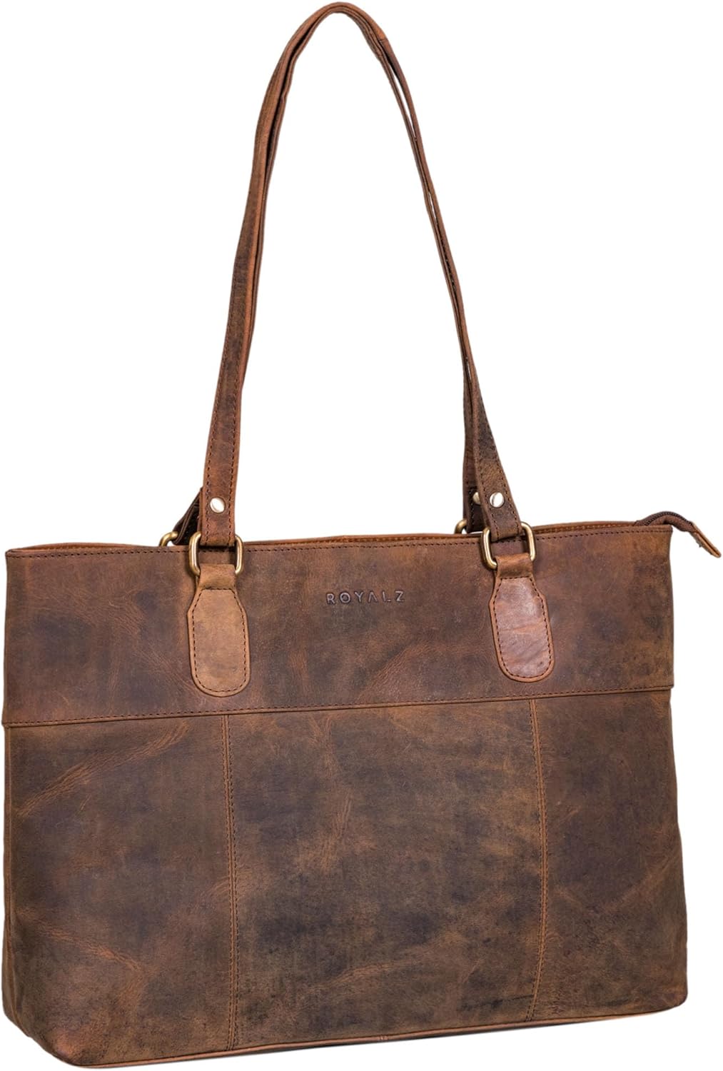 ROYALZ 'Augustine' Vintage Echtleder Handtasche Damen mittelgross Leder Henkeltasche Schultertasche