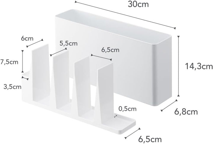 Yamazaki 8146 TOWER Organizer für Küchenzubehör, Stainless Steel, weiss