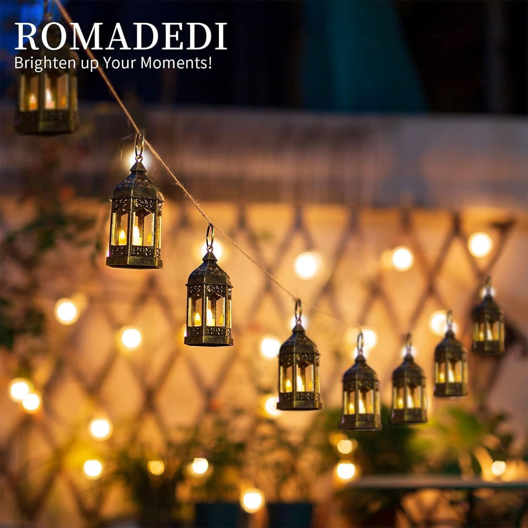 Romadedi Laterne Gold Hochzeit Tischdeko - 10er Set Mini Laterne zum Aufhängen, mit LED Kerzen für P