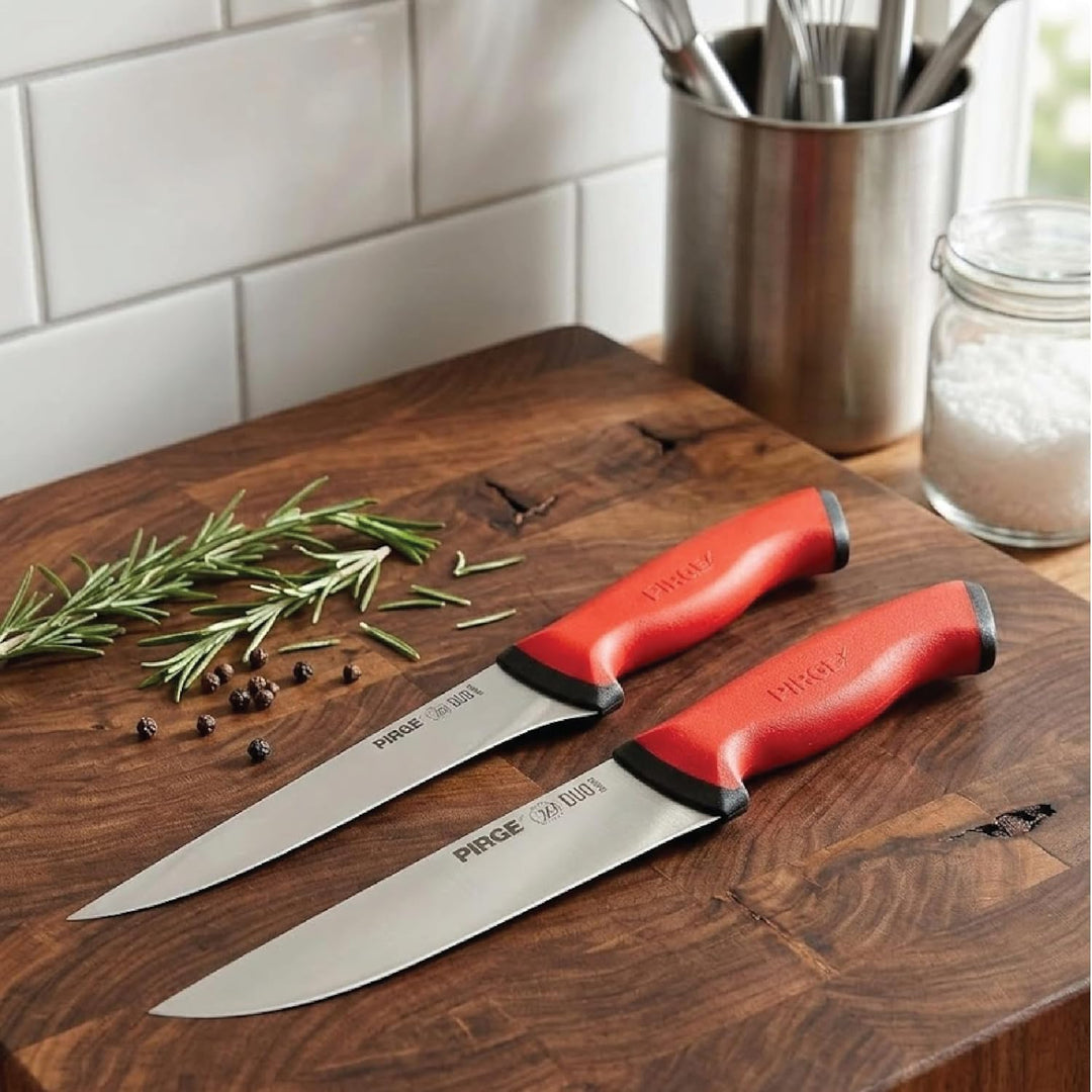 Pirge Duo Ausbeinmesser und Metzgermesser Set 2 TLG - 16,5 cm & 19 cm Set - Profi Messer Set - Schla