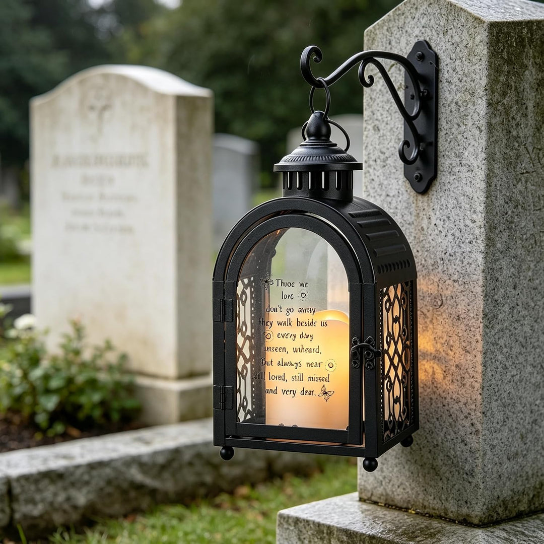 TRIROCKS Metall Laterne mit 5 Stunden Timerfunktion LED-Kerze Laterne 28,5 cm hohe Laterne Windlicht