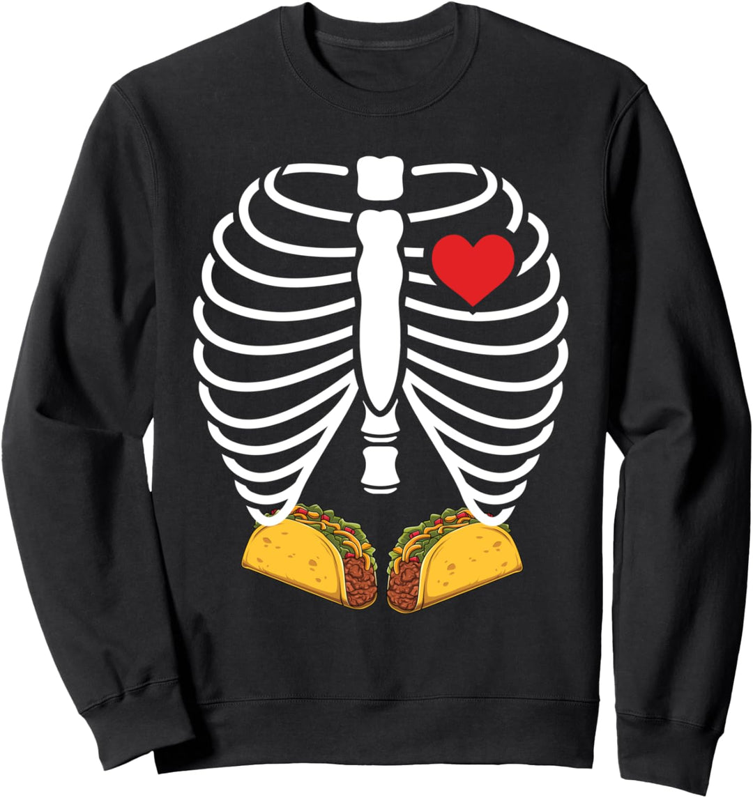 Röntgen Halloween Kostüm Brustkorb Skeleton Tacos Sweatshirt
