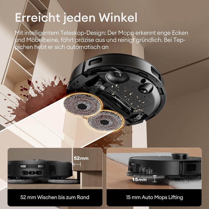 Ultenic MX50 Saugroboter mit Wischfunktion, 20000Pa Saug Wischroboter mit Selbstreinigung, LiDAR Nav