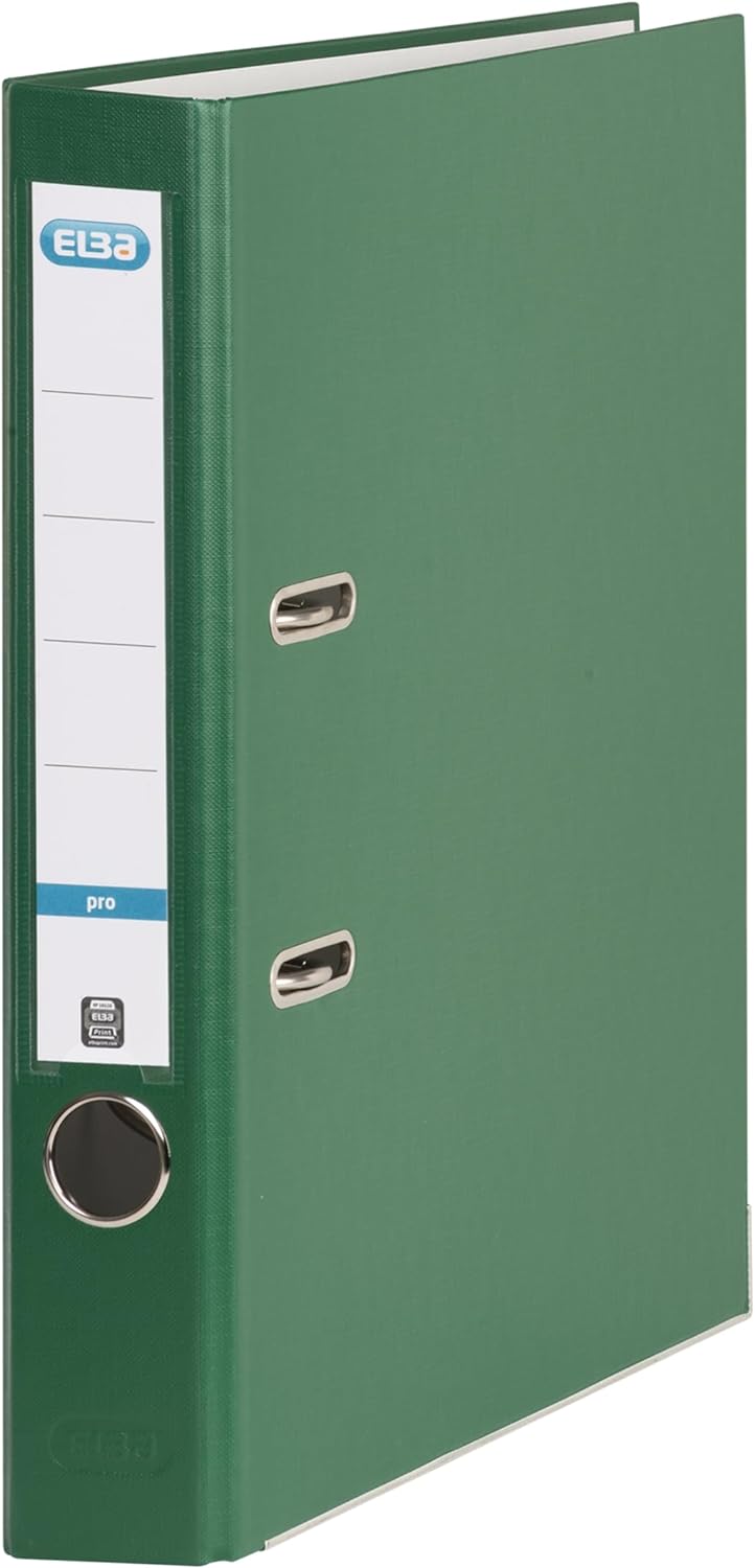Elba Ordner A4, Smart Pro, 5 cm schmal, Kunststoff aussen, grün, 10 Stück, grün