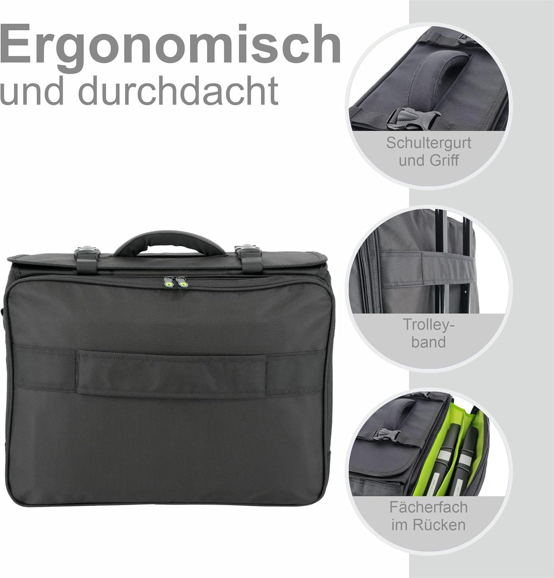 Soft Pilotenkoffer aus RPET in schwarz 46208 | Leichtgewicht mit Laptopfach, Fächertasche, Schulterg