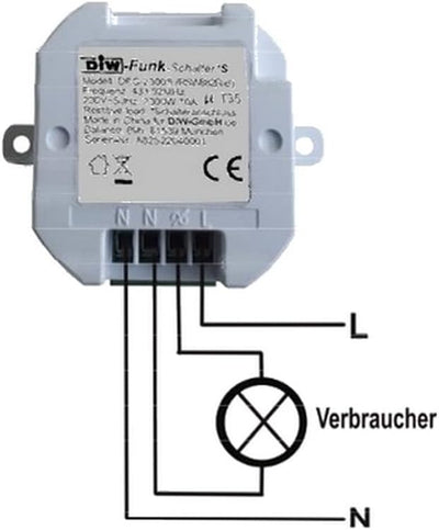 PD-546 DIW-FUNK Set Bewegungsmelder IP44 mit Funk-Einbau Empfänger 230V Funkschalter + Funk-Keysende