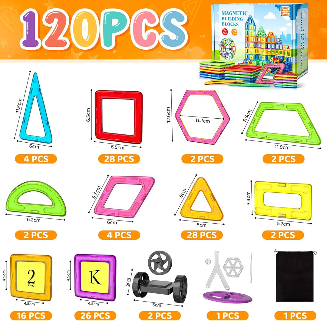 Magnetische Bausteine 120 Teile Konstruktion, Magnetbausteine Magnetspielzeug Magnete Kinder, Magnet