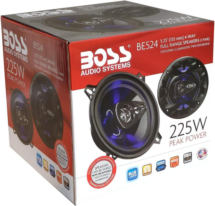 2 Lautsprecher kompatibel mit BOSS Audio Systems BE524 BE 524 4 Wege koaxialkabel 5,25" 13,00 cm 130