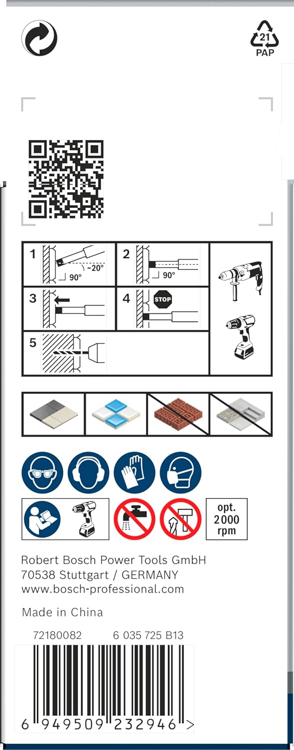 Bosch Professional 3 tlg. Diamantbohrer-Set Expert for Ceramic (für Harte Fliesen, Harter Stein, Wei