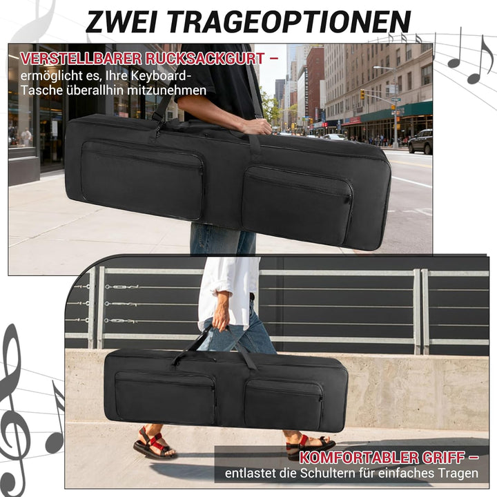 SUNDOY Schlank 88 Keyboard Tasche, Gig Bag aus 600D Robustes Oxford-Gewebe, 8mm Schaumstoffpolsterun