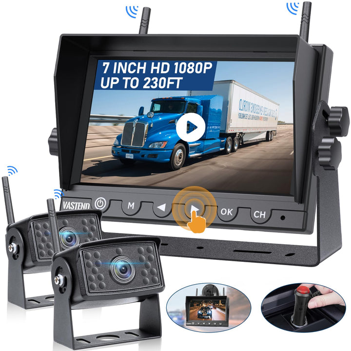 Kabellos Rückfahrkamera Set HD 1080P 7'' Monitor & IP69 wasserdichte Backup Kamera Stabile Digitale
