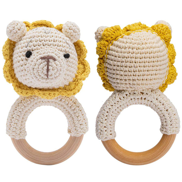 Youuys Babyrassel Gehäkelte Holz Häkeln Tiere Greifling Baby Holz Rassel Baby mit Sound Handmade Ras
